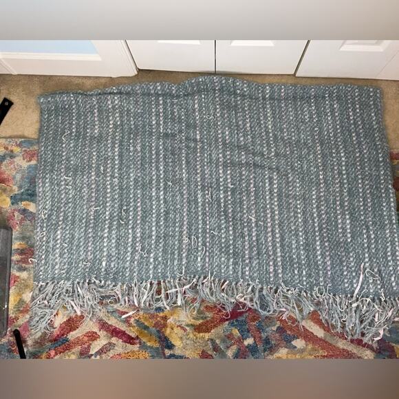VTG CHURCHILL WEAVERS TURQUOISE GREEN LAVENDER PURPLE WHITE HANDWOVEN THROW - Picture 6 of 16